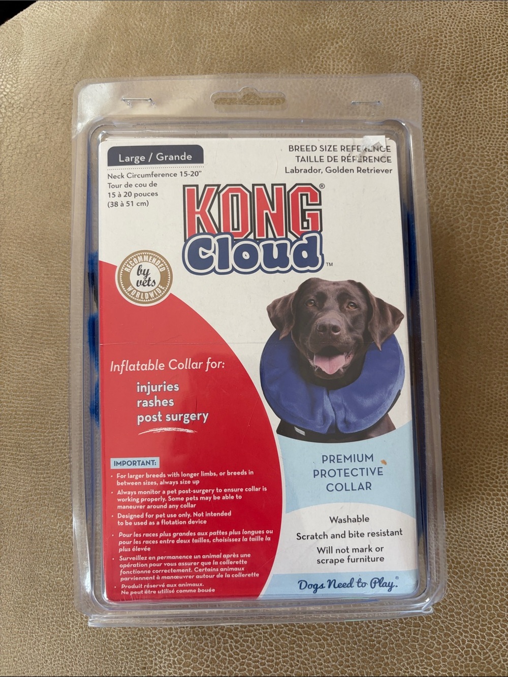 Kong Cloud Inflatable Protective Collar - Blue Size Large